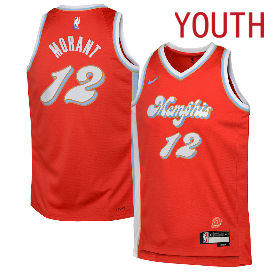 Youth Memphis Grizzlies #12 Ja Morant Nike Red City Edition 2024-25 Swingman Player NBA Jersey->youth nba jersey->Youth Jersey